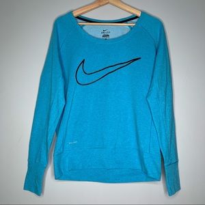 Nike Blue Oversized Sweatshirt Dri-fit Boatneck XS